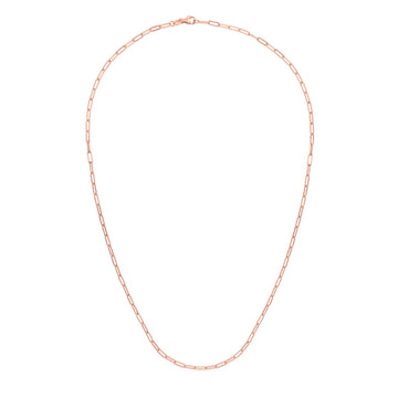 14K Rose Gold 2.1mm Paperclip 20 Chain with Lobster Lock